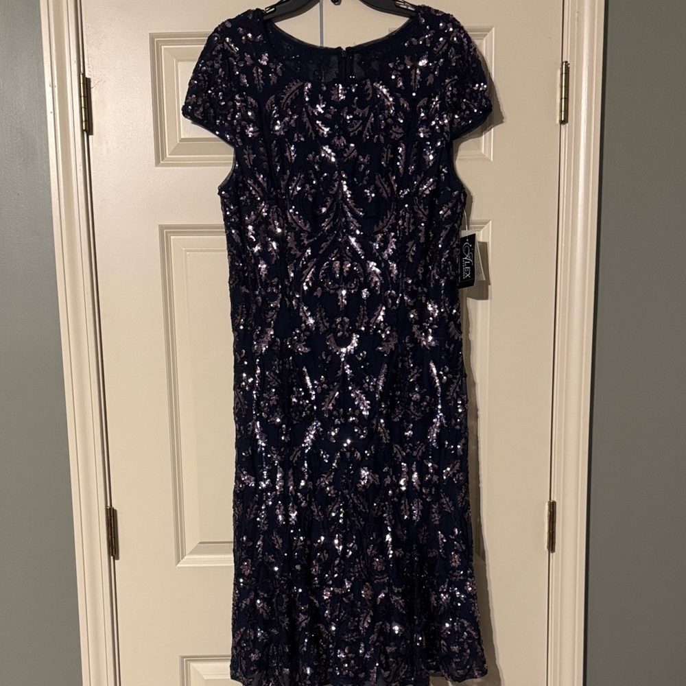 Elegant Navy Sequin Dress
